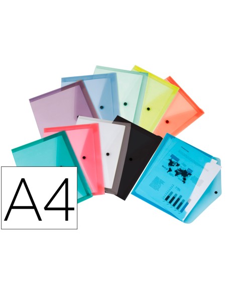 Carpeta liderpapel dossier broche transparente din a4 paquete de 12 unidades colores surtidos