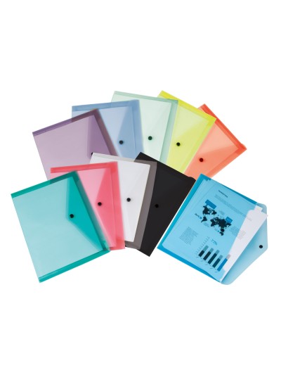 Carpeta liderpapel dossier broche transparente din a4 paquete de 12 unidades colores surtidos