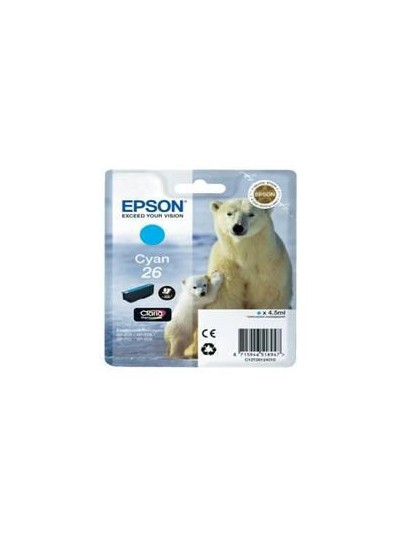 Cartucho tinta epson t261240 cyan 26 xp - 600 - 605 - 700 - 800 - oso polar