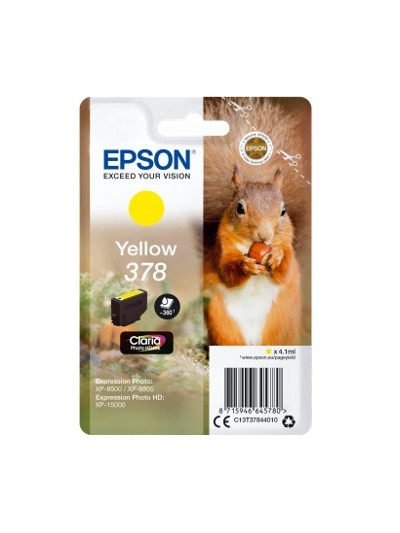 Cartucho tinta epson c13t37844010 singlepack amarillo 378 claria photo hd ink xp - 8500 ardilla