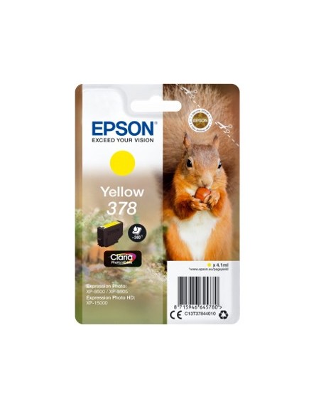 Cartucho tinta epson c13t37844010 singlepack amarillo 378 claria photo hd ink xp - 8500 ardilla