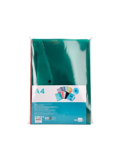 Carpeta liderpapel dossier broche transparente din a4 paquete de 12 unidades colores surtidos
