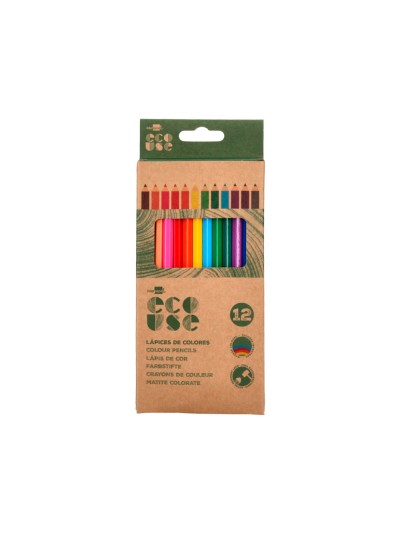 Lapices de colores liderpapel ecouse caja de 12 unidades colores surtidos con certificado fsc