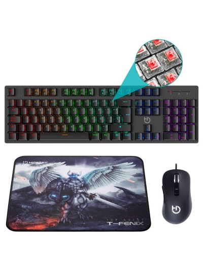 Pack hiditec teclado gaming gk400+raton blitz + alfombrilla t - fenix m