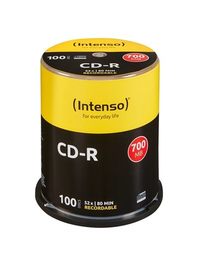 Tarrina de cd - r virgenes intenso 700mb - 80 min tubo 100 unidades