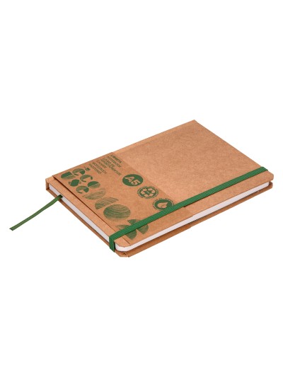 Libreta liderpapel ecouse 100% reciclada a5 96 hojas 70g/m2 horizontal con gomilla y marca paginas