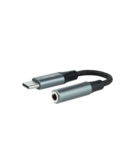 Cable adaptador usb tipo c a jack 3.5mm nanocable 0.11m - macho - hembra - gris