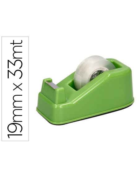 Portarrollo sobremesa liderpapel ecouse 100% plastico reciclado para cinta de 33 mt color verde