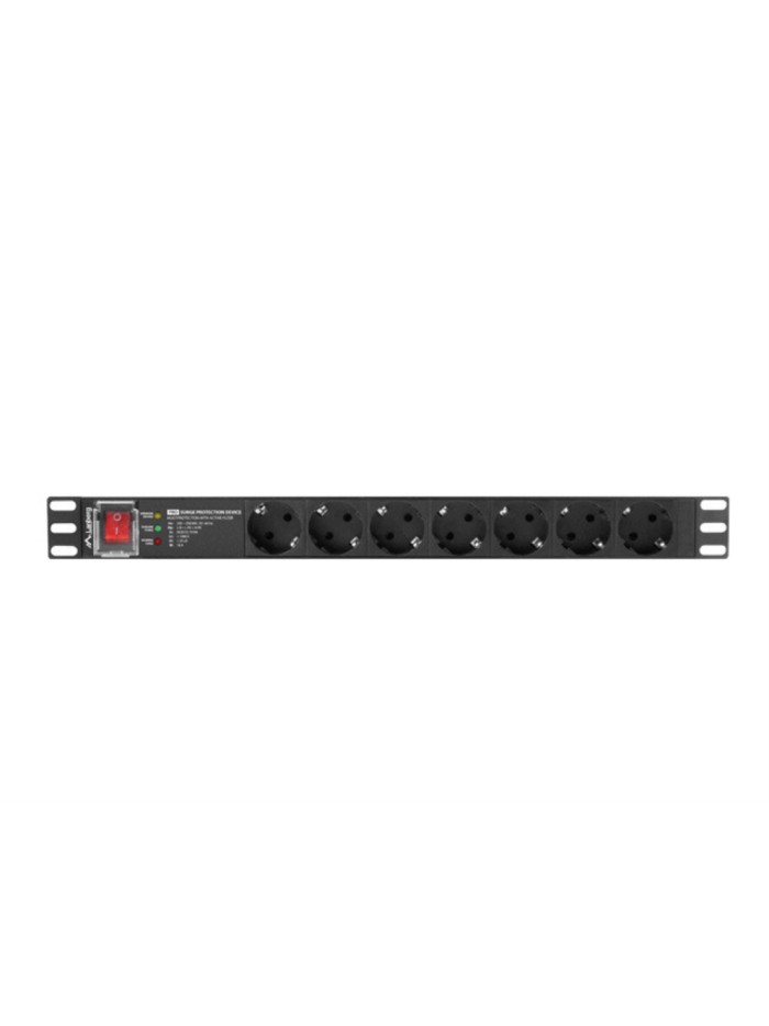 Regleta lanberg 1u 16a 7x schuko rack 19 pulgadas 2m negro Regleta lanberg 1u 16a 7x schuko rack 19 pulgadas 2m negro