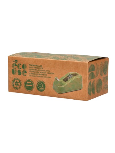 Portarrollo sobremesa liderpapel ecouse 100% plastico reciclado para cinta de 33 mt color verde