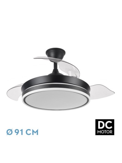 Ventilador dc bayomo negro 72w 7200lm 91d 3asp.desplegables 3000 - 4000 - 6000k remoto - temporizador - memoria