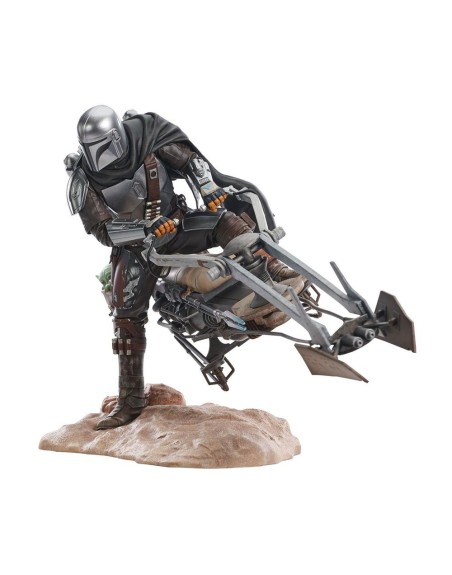 Figura diamond collection star wars: the mandalorian premier collection din djarin en moto speeder 23cm