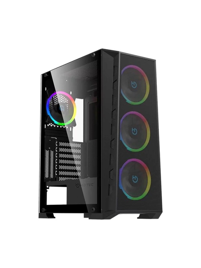 Caja ordenador gaming hiditec e - atx mh12 metal mesh argb cristal templado negro Caja ordenador gaming hiditec e - atx mh12 metal mesh argb cristal templado negro