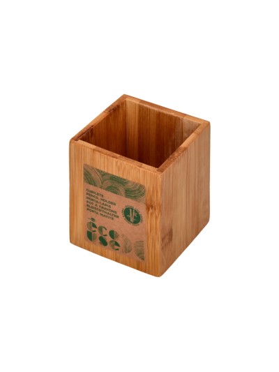 Cubilete portalapices liderpapel bambu 100% natural ecouse cuadrado 80x80x100 mm