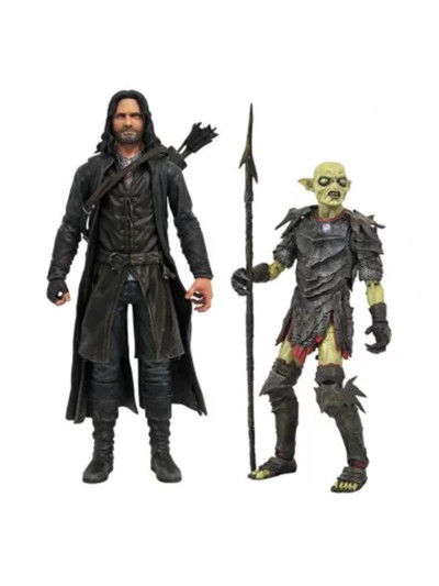 Surtido de figuras diamond collection el señor de los anillos series deluxe action aragorn y orco de moria (6)