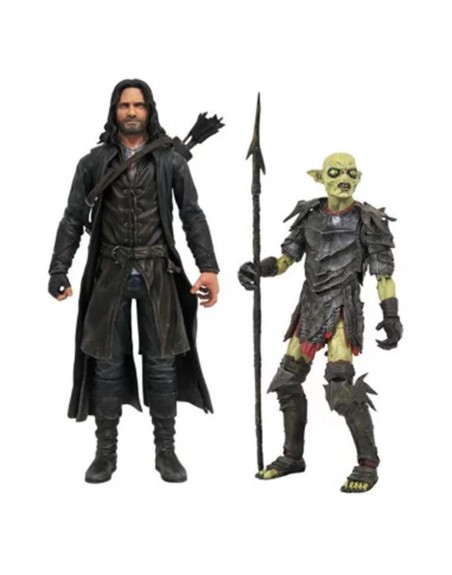 Surtido de figuras diamond collection el señor de los anillos series deluxe action aragorn y orco de moria (6)