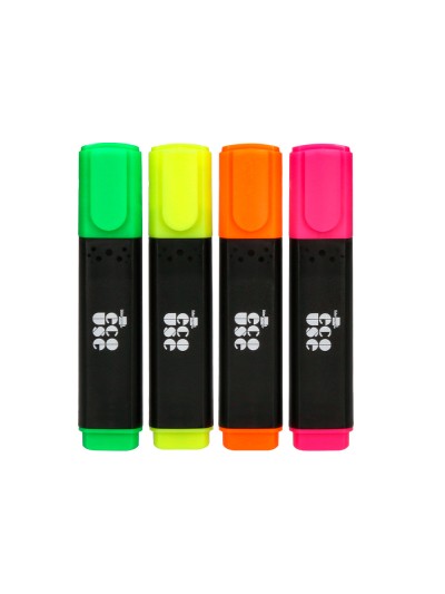 Rotulador liderpapel ecouse fluorescente fabricado con 68% plastico reciclado caja de 4 unidades colores surtidos