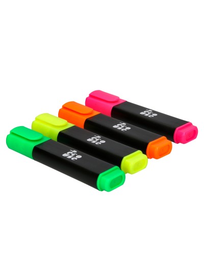 Rotulador liderpapel ecouse fluorescente fabricado con 68% plastico reciclado caja de 4 unidades colores surtidos