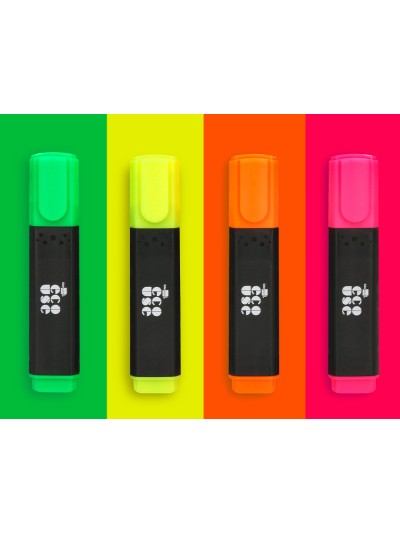 Rotulador liderpapel ecouse fluorescente fabricado con 68% plastico reciclado caja de 4 unidades colores surtidos
