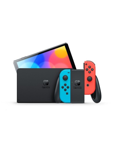 Consola nintendo switch oled mando color azul neon - rojo neon