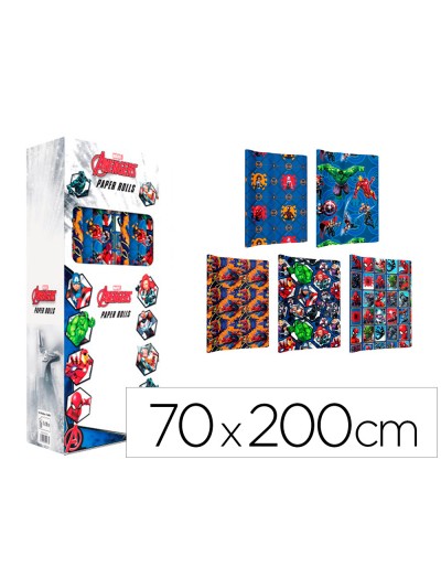 Papel de regalo basika marvel rollo ancho 70 cm longitud 2 mt diseños surtidos