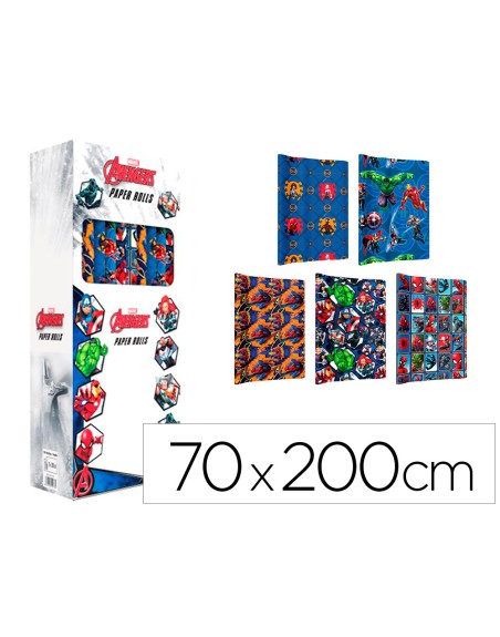 Papel de regalo basika marvel rollo ancho 70 cm longitud 2 mt diseños surtidos