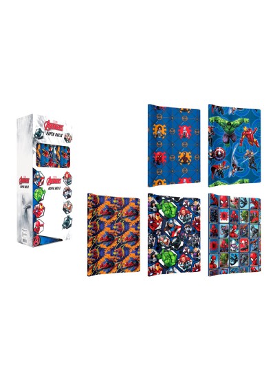 Papel de regalo basika marvel rollo ancho 70 cm longitud 2 mt diseños surtidos