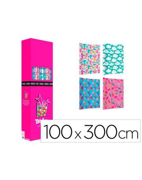Papel de regalo basika infantil rollo ancho 1 m longitud 3 mt diseños surtidos