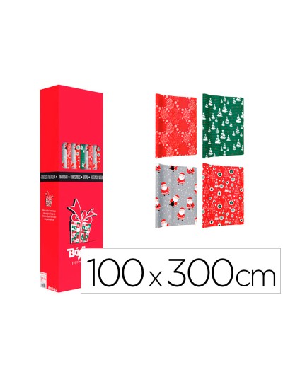Papel de regalo basika navidad rollo ancho 1 mt longitud 3 m modelos surtidos gramaje 50 gr
