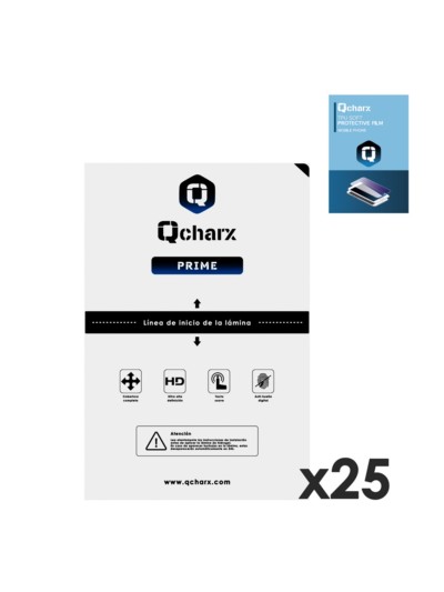 Laminas de proteccion frontales qcharx hidrogel prime qx1 25 unidades
