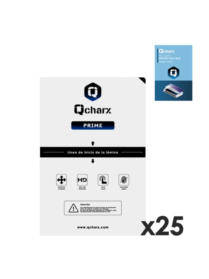 Laminas de proteccion frontales qcharx hidrogel prime qx1 25 unidades Laminas de proteccion frontales qcharx hidrogel prime qx1 25 unidades
