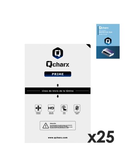 Laminas de proteccion frontales qcharx hidrogel prime qx1 25 unidades