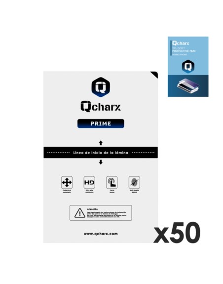 Laminas de proteccion frontales qcharx hidrogel prime qx1 50 unidades