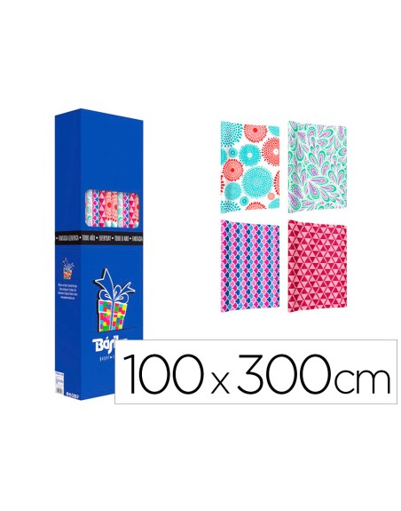 Papel de regalo basika todo año rollo ancho 1 m longitud 3 m modelos surtidos gramaje 50 gr