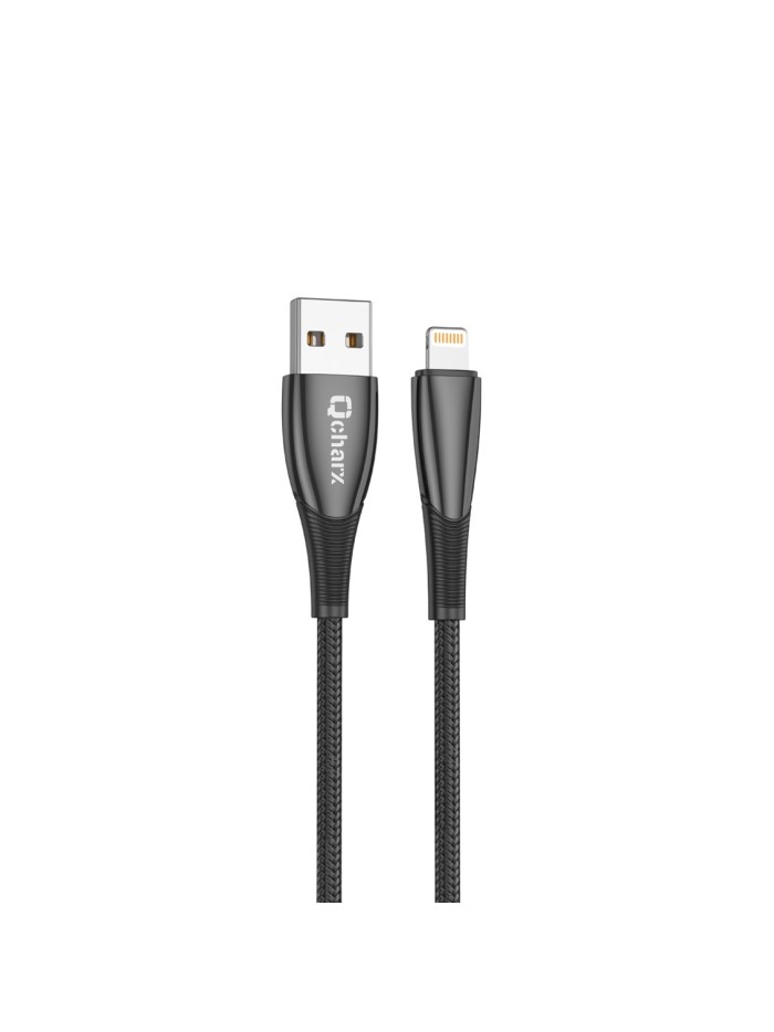 Cable qcharx berlin usb a lightning 3a - 1 m - zinc negro cordon grueso tacto suave Cable qcharx berlin usb a lightning 3a - 1 m - zinc negro cordon grueso tacto suave