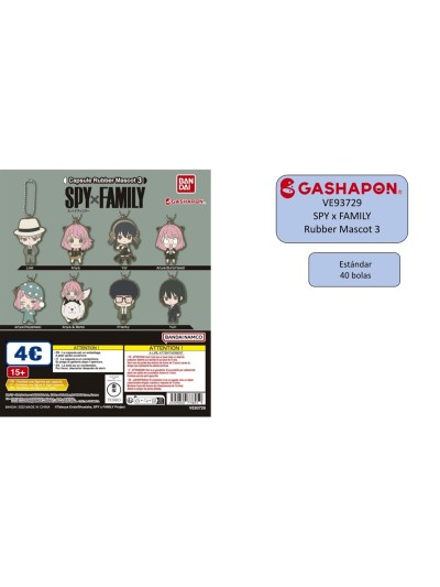 Set gashapon figuras bandai lote 40 articulos spy x family rubber mascot 3