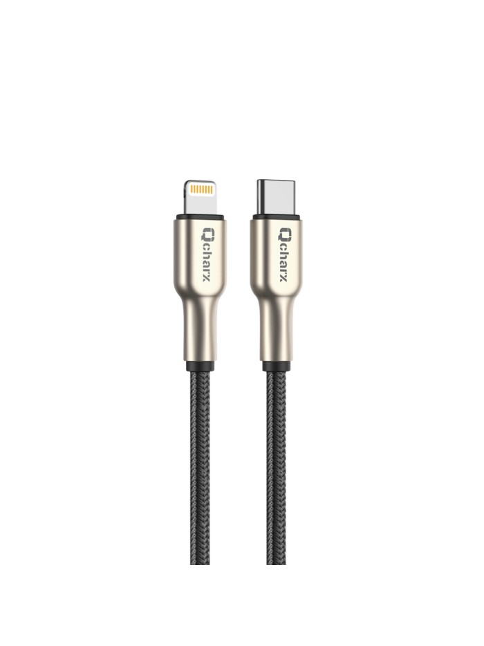 Cable qcharx new york tipo c a lightning 3a - 1 m - zinc metálico cordón plateado blindado Cable qcharx new york tipo c a lightning 3a - 1 m - zinc metálico cordón plateado blindado