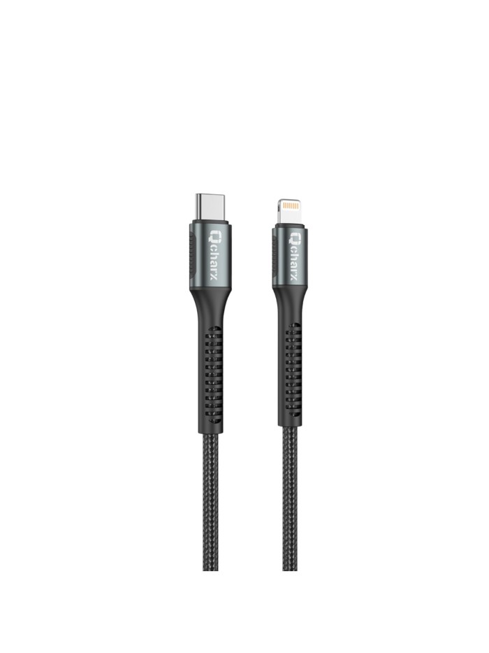 Cable qcharx prague tipo c a lightning 3a 20w - 1 m - aleación de aluminio negro cable trenzado suave Cable qcharx prague tipo c a lightning 3a 20w - 1 m - aleación de aluminio negro cable trenzado suave