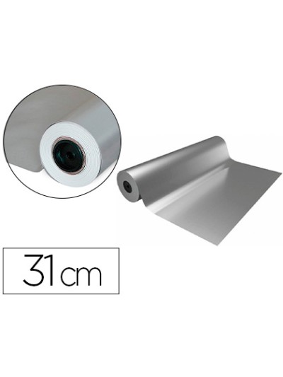 Papel de regalo basika metalizado plata bobina ancho 31 cm longitud 80 m