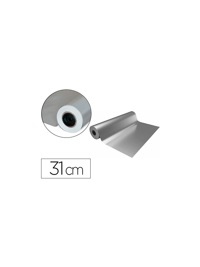 Papel de regalo basika metalizado plata bobina ancho 31 cm longitud 80 m Papel de regalo basika metalizado plata bobina ancho 31 cm longitud 80 m