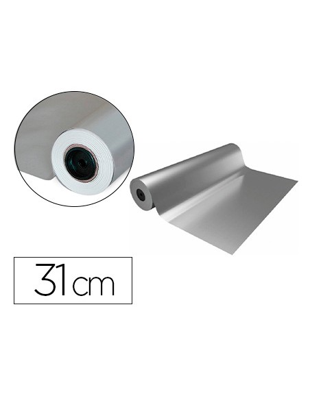 Papel de regalo basika metalizado plata bobina ancho 31 cm longitud 80 m