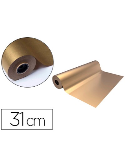 Papel de regalo basika metalizado oro bobina ancho 31 cm longitud 80 m
