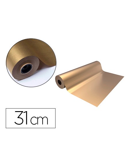 Papel de regalo basika metalizado oro bobina ancho 31 cm longitud 80 m
