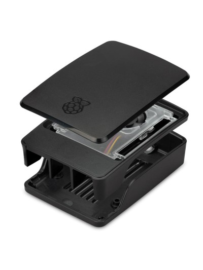 Carcasa raspberry pi 5 con ventilador negra y gris