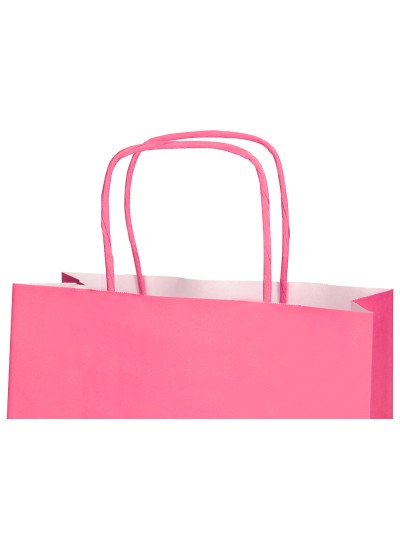 Bolsa papel q-connect celulosa rosa l con asa retorcida 320x400x14 mm