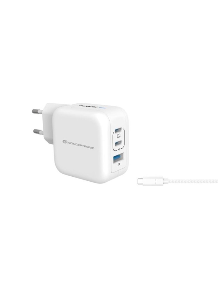 Cargador de pared conceptronic althea17w 67w + cable usb tipo c blanco Cargador de pared conceptronic althea17w 67w + cable usb tipo c blanco