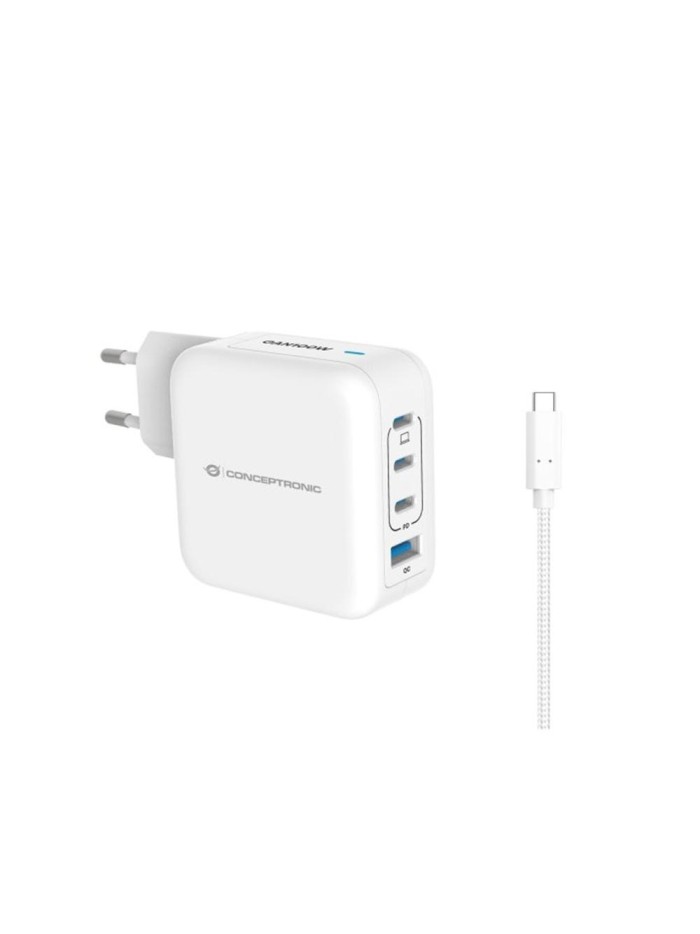Cargador de pared conceptronic althea18w 100w + cable usb tipo c blanco Cargador de pared conceptronic althea18w 100w + cable usb tipo c blanco