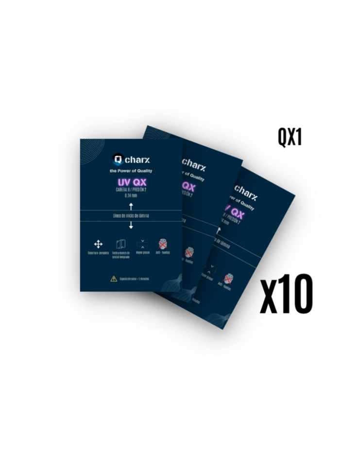 Laminas de fijacion qcharx ultravioleta mate pack 10 para qx1 Laminas de fijacion qcharx ultravioleta mate pack 10 para qx1