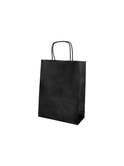 Bolsa papel q-connect celulosa negro l con asa retorcida 320x400x14 mm