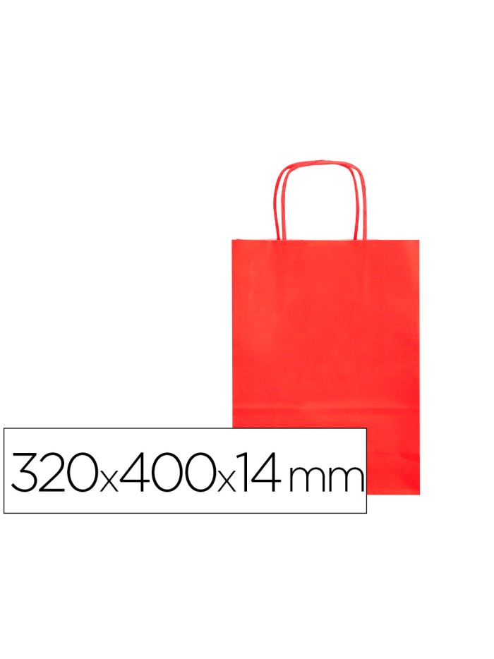 Bolsa papel q-connect celulosa rojo l con asa retorcida 320x400x14 mm Bolsa papel q-connect celulosa rojo l con asa retorcida 320x400x14 mm